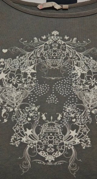 Camiseta Roxy Y2K Gris con Calavera