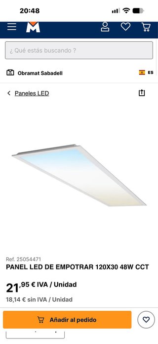 Panel LED de Empotrar 120x30 48W CCT