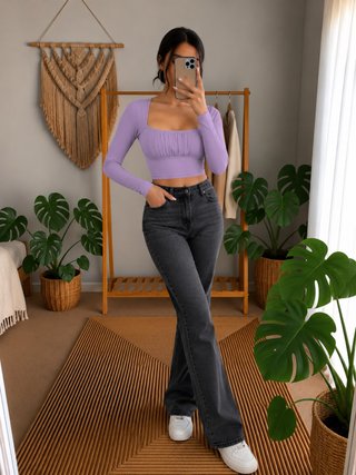 Top Violeta de Manga Larga