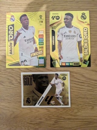 3 Cartas Panini Vinícius Jr. Balón de Oro