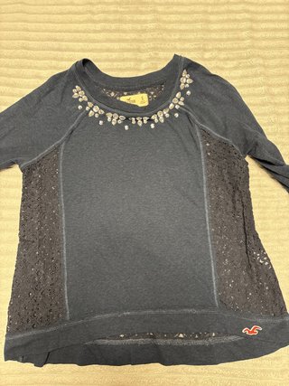 Jersey Hollister Negro con Encaje Talla S