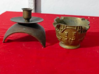 Candelabro y Cenicero de Bronce