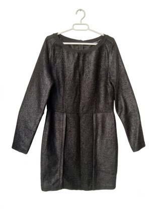Vestido Negro Estructurado Manga Larga Mango L