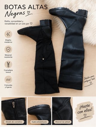 Botas Altas Negras con Cremallera