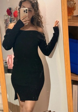 Vestido Negro Escote Barco