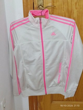 Chaqueta de Chándal Adidas Blanca y Rosa