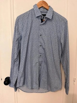 Camisa Zara Man azul claro estampada Slim Fit...