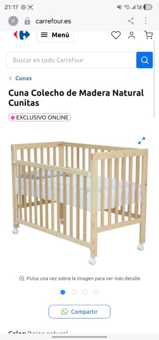 Cuna de madera 120x60 con ruedas