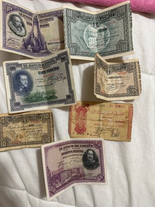 Lote de 7 Billetes Antiguos del Banco de España