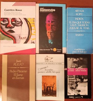 Libros : rulfo, Aleixandre,Bécquer,montalban...