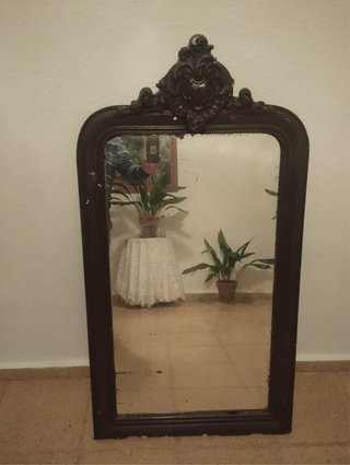 Espejo Antiguo de Madera de Pino