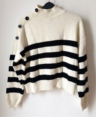 Jersey a rayas beige y negro