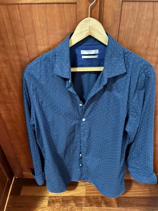Camisa Mango Azul Estampada Talla XL