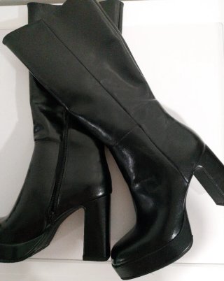 Botas Altas de Piel con Plataforma