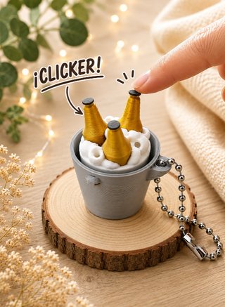 Llavero Clicker Mini Cubo de Cervezas