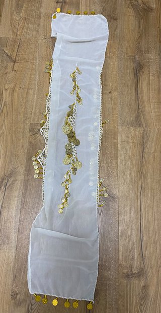 Fular Blanco con Monedas Doradas