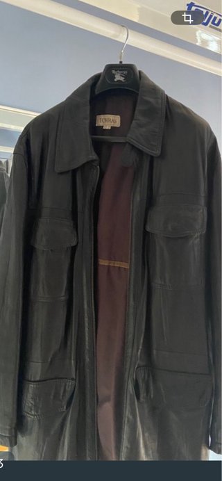 Chaquetón de cuero negro Torras Talla L