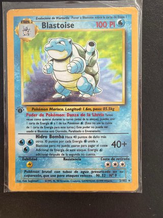 Carta Pokémon Blastoise Holográfica 1ª Edición