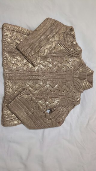 Jersey Zara dorado cuello alto punto trenzado S