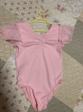 Malla de Gimnasia Rosa con Mangas de Tul