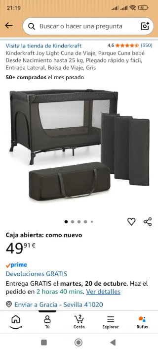 Cuna de Viaje Kinderkraft Joy Light 120x60