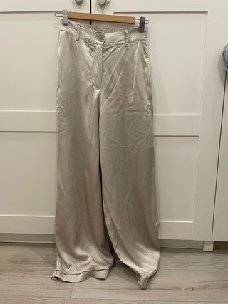 Pantalones Satinados Beige