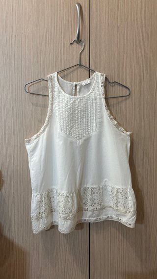 Top Blanco Hollister con Encaje Talla S