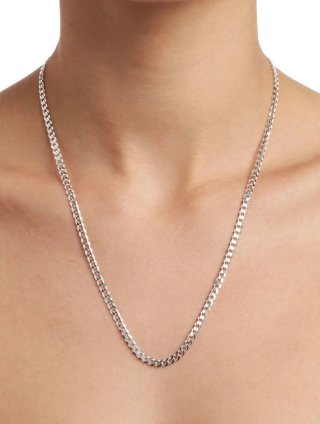 Cadena Barbada de Plata 925 Diamantada 50cm