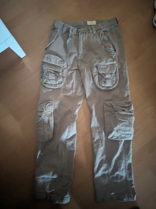Pantalones Cargo de Algodón Beige
