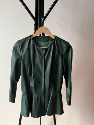 Chaqueta verde piel natural