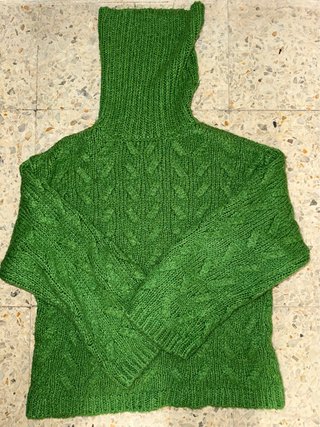 Jersey de punto con trenzas verde Talla M