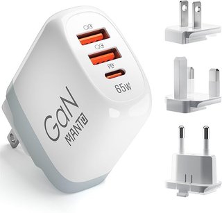 MANTO Cargador 65W 3 en 1 USB-C Enchufes US UK EU
