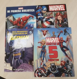 Pack 4 Cómics e Libros Infantiles Marvel y DC
