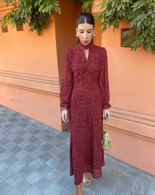 Vestido Burdeos Estampado