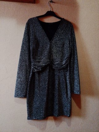 Vestido de fiesta Lucce negro plateado
