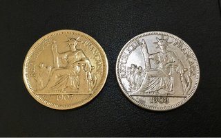 2 Réplicas Piastras Indochina Francesa