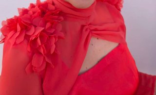 Vestido con capa naranja talla S