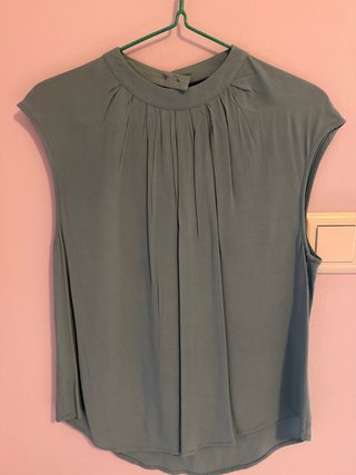 Blusa sin mangas color verde azulado