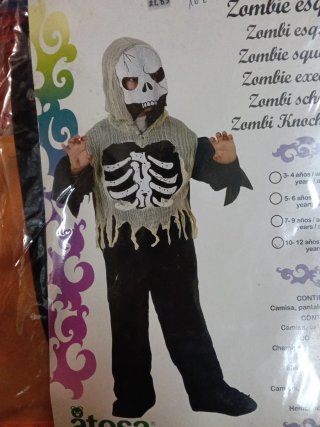 Disfraz Zombie Esquelético Halloween 10-12 años