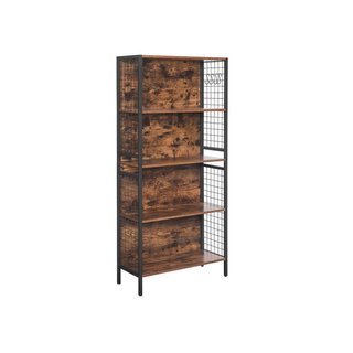 Estantería y librería de acero, 4 baldas y ganchos