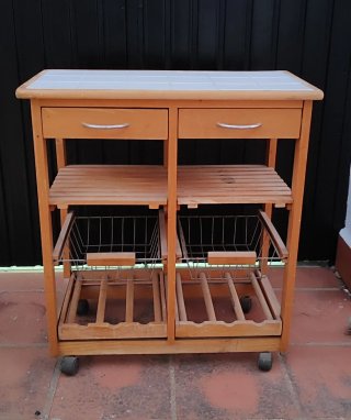 Mesa Frutero de madera Auxiliar con Ruedas