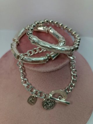 Conjunto de 3 Pulseras Plateadas