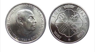 15 Monedas 100 Pesetas 1966 Franco plata