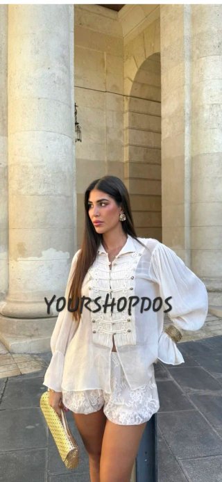 Blusa Romántica Zara Blanca Talla S