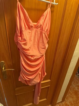 Vestido corto drapeado naranja