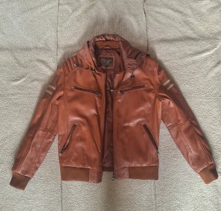 Chaqueta de cuero marrón Talla L