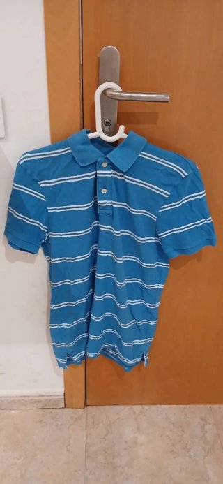 Polo de rayas azul