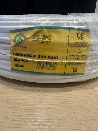 Bobina de Cable Eléctrico 2x1mm Blanco 100m