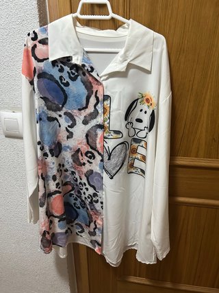 Camisa Larga Fluida Estampada
