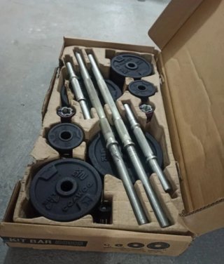 Kit de Pesas 50kg con Barra discos  y Mancuernas